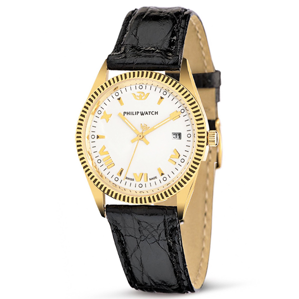 Orologio Uomo Philip Watch Caribe Oro 18 Kt Pelle Coccodrillo R8051121045